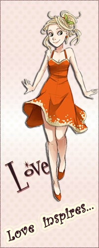 Аватар вконтакте Девушка в оранжевом платье с листьями в волосах стоит и улыбается (Love inspires./Любовь окрыляет.)(Love / Любовь)