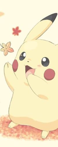 Аватар вконтакте Пикачу / Pikachu из аниме Покемон / Pokemon ловит осенний кленовый лист