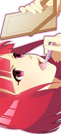 99px.ru аватар Morgiana / Моржана из аниме Маги: Лабиринт Магии / Magi: The Labyrinth of Magic красит губы розовой помадой, держа зеркало в руке