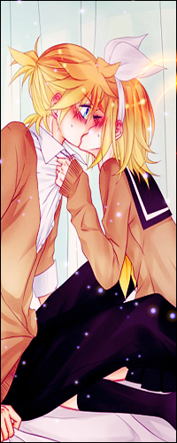 Аватар вконтакте Vocaloid / Вокалоид Кагамине Рин / Kagamine Rin целует своего брата Лена / Len взасос, притянув его к себе за воротник