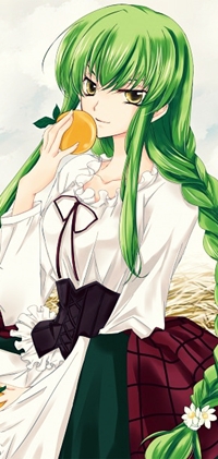 Аватар вконтакте С. С. / Cи-си из аниме Code Geass: Lelouch of the Rebellion / Код Гиас: Восставший Лелуш с апельсином в руках