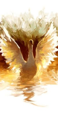 Аватар вконтакте Лебедь на воде перед взлетом, художник Rhads