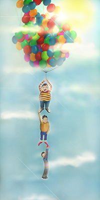99px.ru аватар Дети, держась друг за друга и за воздушные шарики, летят ввысь