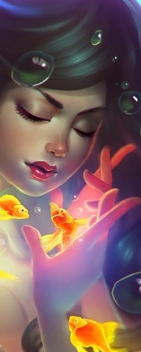99px.ru аватар Девушка в окружении пузырьков и рыб