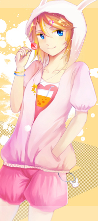 Аватар вконтакте Вокалоид Кагамине Рин / Vocaloid Kagamine Rin с леденцом в руке