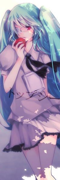 Аватар вконтакте Vocaloid Hatsune Miku / Вокалоид Хатсуне Мику с яблоком в руке