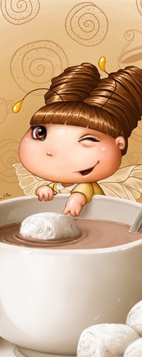 99px.ru аватар Девочка-эльф около чашки с какао