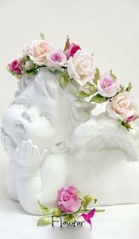 99px.ru аватар Скульптура ангела с венком из настоящих роз, (flower)