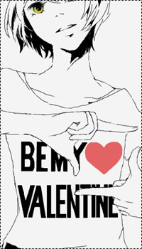 Аватар вконтакте Девушка в белой футболке с сердечком и надписью BE MY VALENTINE
