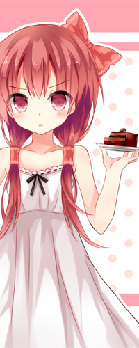 99px.ru аватар Hakurei Reimu / Рейму Хакурей из Тохо / Touhou Project держит в руке тарелку, на которой лежит кусочек торта