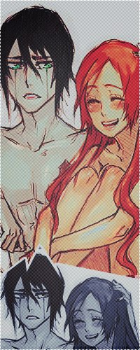 99px.ru аватар Orihime and Ulquiorra / улыбающаяся Орихиме и Улькиорра из аниме Блич / Bleach