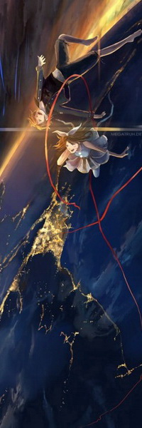 99px.ru аватар Парень и девушка, парящие в космическом пространстве над Землей, автор Niken Anindita