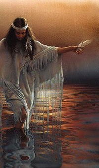 Аватар вконтакте Девушка, идущая по воде, художник Lee Bogle