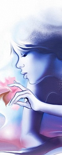 Аватар вконтакте Девушка трогает розовый цветок