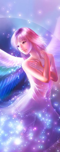 99px.ru аватар Девушка-ангел среди звезд сложила руки на груди, автор Shu Mizoguchi