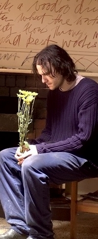 Аватар вконтакте Актер Хит Леджер / Heath Ledger сидит у камина с цветами в руках, кадр из фильма Кэнди / Candy