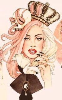 Аватар вконтакте Певица Lady Gaga / Леди Гага в короне и с черепом в волосах, иллюстрация художницы Хелен Грин / Helen Green