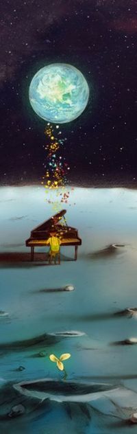99px.ru аватар Парень играет на рояле на фоне ночного неба с полной луной