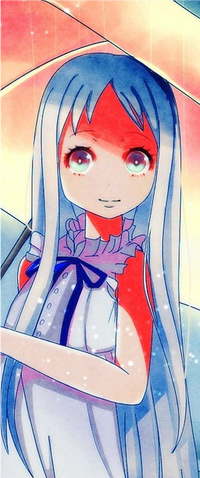 99px.ru аватар Menma (Meiko Honma) / Мэнма (Мэйко Хонма) из аниме Невиданный цветок Anohana стоит под дождем, художник Rezo-sempai