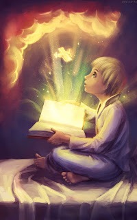 Аватар вконтакте Мальчик с книгой, из которой вылетел самолетик, арт By Mar-ka