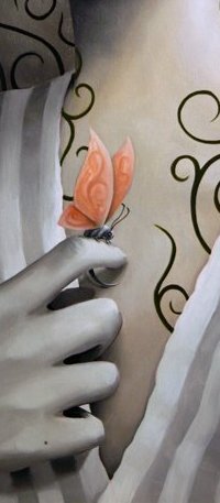 Аватар вконтакте На пальце руки девушки сидит бабочка, иллюстратор Joey Remmers