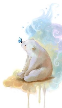 99px.ru аватар Медвежонок белого медведя с бабочкой на носу, art by Melani Sie