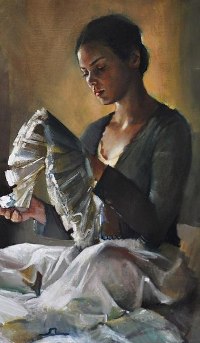 Аватар вконтакте Рисунок девушки, держащей в руках пышный воротник, art by Emilii Wilk