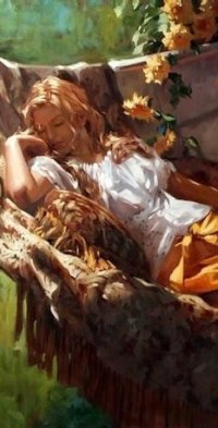 Аватар вконтакте Рисунок девушки, спящей в гамаке, art by Richard S. Johnson
