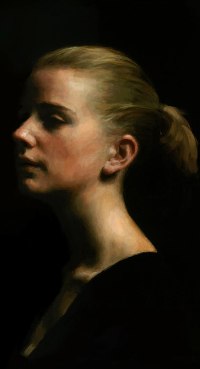 Аватар вконтакте Рисунок девушки на черном фоне, art by Adrian Gottlieb