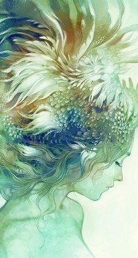 Аватар вконтакте Рисунок девушки с волосами из перьев птиц, art by Anna Dittmann