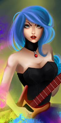 99px.ru аватар Девушка с синими волосами с гитарой в руках