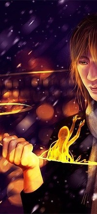 99px.ru аватар Огненная девушка протянула руки к парню, by NImportant
