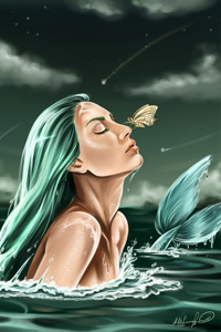99px.ru аватар Бабочка сидит на носу русалки, которая вынырнула из воды