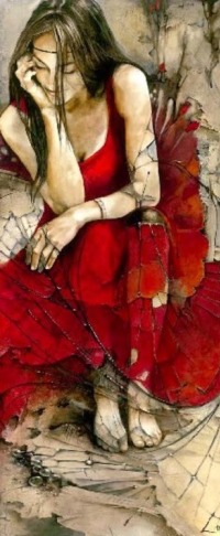 Аватар вконтакте Девушка в красном платье, художник Lidia Wylangowska