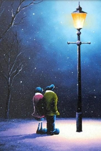 99px.ru аватар Мужчина с девушкой стоят на снегу около зажженного фонаря, by David Renshaw