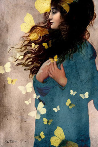 Аватар вконтакте Девушка в окружении желтых бабочек, by Catrin Welz-Stein