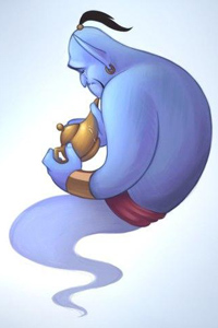 99px.ru аватар Джинни / Genie обнимает магическую лампу, мультфильм Аладдин / Aladdin