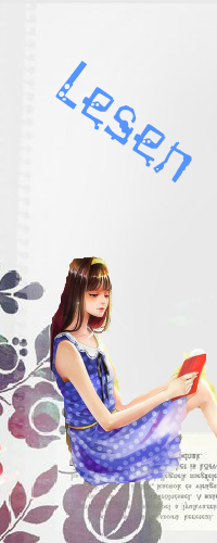 99px.ru аватар Девушка в синем платье в горошек читает книгу в красном переплете на фоне цветов (Lesen / Чтение)