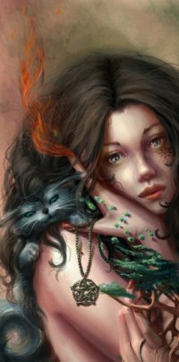 99px.ru аватар Девушка с котенком на плече, ву Jennifer Healy
