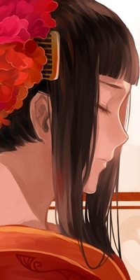 Аватар вконтакте Профиль девушки с заколкой в волосах, арт от Pixiv Id 3944362