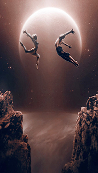 99px.ru аватар Влюбленные совершают прыжок навстречу друг другу через космос, art Sasha Fantom