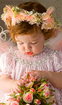99px.ru аватар Девочка в белом платье, в веночке с букетом роз