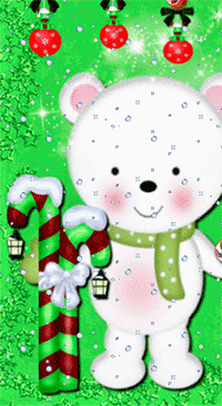 99px.ru аватар Белый новогодний мишка на зеленом фоне