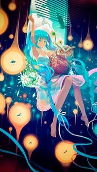 Аватар вконтакте Vocaloid Hatsune Miku / Вокалоид Хатсуне Мику с совой