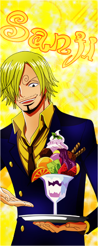 99px.ru аватар Санджи / Sanji держит в руках десерт и улыбается из аниме Ван пис / One Piece