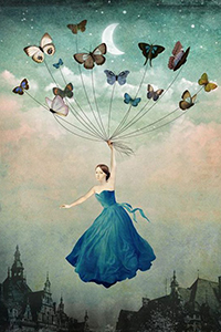 99px.ru аватар Лунной ночью бабочки несут девушку над спящим городом art Christian Schloe