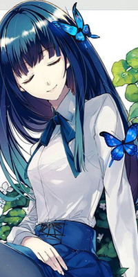 99px.ru аватар Девушка с синими бабочками на плече и на волосах