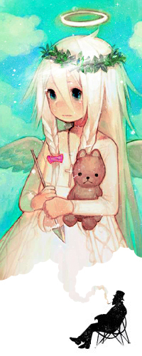 99px.ru аватар Аниме девушка ангел с плюшевым медвежонком и стрелой в руках