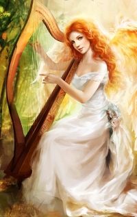 99px.ru аватар Девушка - ангел играет на арфе, art by Phoenix Lu
