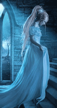 99px.ru аватар Девушка поднимается по каменной лестницы средневекового замка у окна за которым идет снег